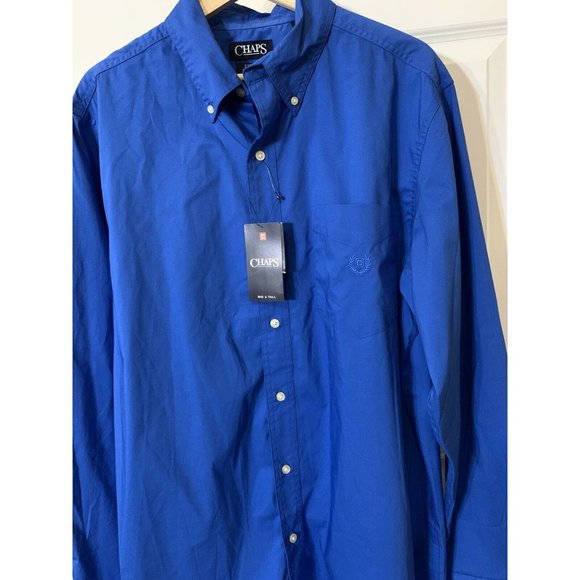 New Chaps Men's Dress Shirt‎ Navy Blue LT Big & Tall Stretch Easy Care - Picture 1 of 5